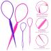 8PCS Parting Comb Braiding Set for Women - Hair Tools for Styling Topsy Tail, Loop, and Pull Through Styles in Pink and Purple - Buy Online on GoSupps.com
