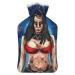 Halloween Woman Hot Water Bottle With Cover Plush Bed Bottle Hand Warmer For Adults And Children 26.5X15.3cm
