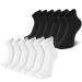 LIN Diabetic Socks for Men & Women | Extra Wide Non Binding 12 Pack White and Black 10-13