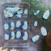 24 Pcs Blue Press on Nails - Short Oval Shape Almond Glossy False Nails with French Stripe Wave Design - Artificial Finger Manicure for Women and Girls - Buy Online on GoSupps.com