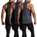 ATHLIO 3 Pack Men's Dry Fit Muscle Workout Tank Tops, Y-Back Bodybuilding Gym Shirts, Athletic Fitness Tank Top Mesh 3pack Black/ Charcoal/ Navy Large