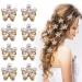 12 Pack Small Pearl Hair Claw Clips Mini Claw Clips Flower Shape Design Cute Flower Barrettes Mini Hair Pins for Woman Girls Thick Hair Non-slip Hair Clips Hair Decoration Accessories-Pearl White