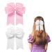 2 Pack 6 inch Bow Hair Clips Large Hair Bow Hair Barrette Clips for Women Girls White Hair Bows(White Pink)