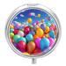 Pill Box Pill Case 3 Compartment Travel Pill Box Colorful Balloons Printing Small Pill Box Portable Medicine Pill Case Pill Organizer for Purse & Pocket for Travel Handbag (Round)