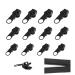 12 pieces of zipper slider replacement in black - zipper pull fixer for jackets suitcases backpacks - removable and reusable - three sizes for versatile use