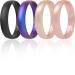ThunderFit Women Silicone Wedding Bands, Breathable Leaf Cross Pattern Wedding Rings - 4mm Wide Rose Gold A, Rose Gold C, Black, Galaxy A 5.5 - 6 (16.5mm)
