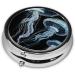 Blue and Gold Jellyfish Mini Round Pill Box | 3 Compartment Travel Pill Organizer | Portable Medicine Case for Home & Office - Buy Online on GoSupps.com