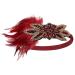 1920s Flapper Feather Headband 20s Sequined Showgirl Headpiece Roaring 20's Theme Set for Women Girls Costume Headwear (Red Feather)