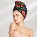 Hair Towel Wrap - Fast Drying Towel Turban with Button | Colorful Floral Embroidery | International Shipping - Buy Online on GoSupps.com
