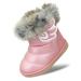 MINBEI Baby Girls Soft Leather Booties Winter Snow Boots Waterproof for Toddler Girls 9.5 UK Child Pink
