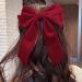 Inilbran Vintage Red Velvet Bow Hair Clips - Long Tail Satin Barrettes for Women - Buy Online on GoSupps.com