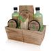 Accentra 6-Piece Women's Shower Gift Set in Olive - Luxurious Wooden Basket with Shower Gel Bubble Bath Body Lotion | Perfect for Birthdays Valentine's Day & Christmas - Buy Online on GoSupps.com