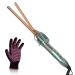 3/8 Inch Small Curling Iron 9mm Tiny Curling Iron Wand Barrel for Medium Long Hair Ceramic Skinny Long Barrel Curling Iron w LCD Display Curling Wand w Heat Glove for Styling Tight Curls 3/8 Green-with Clip