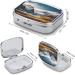 Travel Pill Box with Mountain Scenery - 2 Compartment Metal Organizer for Medicine | Portable Decorative Pill Case for Pocket & Purse - Buy Online on GoSupps.com