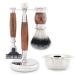 JAG Shaving Razor Set - Jag's Lee Range 5 -part shaving set - synthetic silver spitzhaar razor brush - 3 razor blades of shaving plane - shaving rack made of stainless steel and wood - shaving bowl - wood set