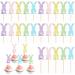 Hosiwei Easter Bunny Food Picks for Cake Decoration 25Pcs Wooden Bunny Picks with Spring Theme for Easter Party Supplies Easter Decorations for Dessert Table