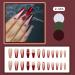 Burgundy French Tip Long Press On Nails with 3D Rhinestones - Red False Fake Acrylic Coffin Nails for Women - Buy Online on GoSupps.com