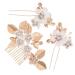 HONMEET 1 Set Leaves and Flowers Hair Comb Decorative Hair Clips Headgear Decorative Hair Combs Tiara Suits for Women Hair Accessories Wedding Hair Pins Hair Holder Zinc Alloy