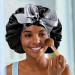 WEIPAO Silk Satin Bonnet - Reversible Double Sided Sleep Cap for Curly Hair | Black+Silver - Buy Online on GoSupps.com