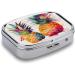 Stylish Tropical Fruit Pill Box - 2 Compartment Pineapple Print Organizer - Portable Decorative Metal Pill Case for Pocket & Purse - Buy Online on GoSupps.com