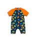 BONVERANO Baby Boys Swimsuit Toddler Bathing Suit Short-Sleeve Zipper One Piece Swimwear with UPF 50+ Sun Protection 2-3 Years Colorful Shark
