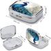 Blue Peacock Print Pill Box - 2 Compartment Decorative Metal Pill Organizer for Travel - Portable Medicine Case - Buy Online on GoSupps.com