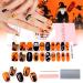 TOROKOM Halloween Cured Gel Nail Strips 20 Pcs Adhesive Gel Nail Polish Stickers/Wrap Pumpkins Ghosts Spiders Witch Nail Gel Polish Strips Full Wrap with Nail File and Stick for Girls