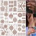 9 Sheets Henna Tattoo Kit Stencil  Temporary Henna Stickers Waterproof Brown Henna Tattoo Stickers for Body Art (Brown 1-9P)