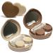 Howinn Sweet contact lenses case in heart shape travel contact lens box with mirror tweezers remover tool solution bottle for everyday use outdoors office 2 pieces beige light brown