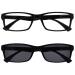 The Reading Glasses Company Black Readers With UV400 Sun Readers Value Twin Pack Designer Style Men Women RS92-1 +1.50