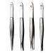 Sonnenschein by Hans Kniebes Eyebrow Tweezers 4 Stainless Steel Tweezers for Plucking Hair and Removing Blackheads for Precise Facial Care 4er Set