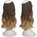 FESHFEN Invisible Secret Wire Crown Hair Extension - Curly Wavy Synthetic Hairpiece for Women, 14 inch Ombre Dark Brown to Sandy Blonde - Buy Online on GoSupps.com