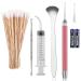 Xuke Tonsil Stone Removal Set Includes 1 Stainless Steel Tonsil Stone Removal Tool 1 Tonsil Stone Remover with LED Light 100 Long Swabs andStainless Steel Tongue Cleaner Scraper (small)