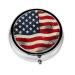 Flying The American Flag Portable Metal Pill Box Round Mini 3-Compartment Plastic Insert hinged Fastening Design Suitable for Small Pills Must-Have for Travel