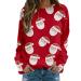 Women's Christmas Sweatshirts Cute Snowman Penguin Print O-Neck Raglan Top Shirt Pullover Comfy Warm Xmas Jumper Winter Long Sleeve Tops Loose Tunic Top Sweaters Z38-red L