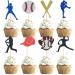 UXYOKM 24Pcs Baseball Cupcake Toppers Glitter Baseball Players Cupcake Picks Baby Shower Kids Birthday Sport Theme Party Cake Decorations Supplies