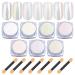 7 Colors White Pearl Chrome Nail Powder - BISHENGYF Aurora Metallic Nail Chrome Powder Holographic Mirror Effect Chrome Powder Iridescent Shell Powder Glitter Nail Pigment Powder D-Aurora