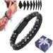 GFOUK men's magnetic field strap Humanic+ Pro Maxhematee pearl bracelet lymph-detox-tiger-lava stone hematite bracelet (black 20cm) black 4 pieces (1 Pack)