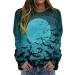 Halloween Costumes Casual Crewneck Long Sleeve Pullover Floral Print Blouses Womens Long Sky Blue X-Large - Buy Online on GoSupps.com