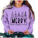 Yihaojia Plus Size Merry Christmas Sweatshirt Women Cute Christmas Letter Graphic Shirt Casual Long Sleeve Pullover Blouse Purple#7 6X-Large