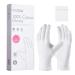 COOLJOB White Cotton Gloves for Women and Men 6 Pairs Eczema Gloves with a Free Wash Bag 100% Cotton Moisturising Protective Gloves for Dry Hands Jewelry Inspection (6 Pairs Size S-M)