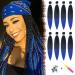 Feshfen Pre Stretched Extension Hair for Braids 65 cm 8 pieces Pres stretched braid hair extensions yaki-texture synthetic hair extensions ez braiding hair extension from black to blue 65 cm (8 Pack) 1BT/Blue
