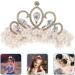 TOVINANNA Crown Pearl Hair Tie Beaded Fashion Elastic Hair Scrunchies Fancy Ponytail Holder Princess Hair Accessories for Women Girls - Buy Online on GoSupps.com