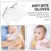 FRCOLOR 1 Pair Anti-eating Gloves Anti Scratching Gloves Stop Nail Biting Necessities Boy Finger Sucking Guard Newborn Thumb Sucking Glove Weaning Mittens Essentials Girl Nylon Baby White - Buy Online on GoSupps.com