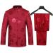 Kung Fu Uniform Mens Chinese Tang Hanfu Martial Arts Clothes Shirt Traditional Uniform Tops Bottoms Red Medium