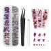 Nail Art Rhinestones MAEXUS Nail Gems Flat Back with Tweezers and Drill Pen for Nail Art Craft Face Make-up Home DIY And Professional Use 580 Pcs Off White