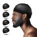 BIGEDDIE 4Pcs Wave Cap, Silk Stocking Wave Caps for 360 Waves Black