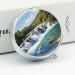 Round Pill Box - Krka River Waterfalls Print | 3 Compartment Medicine Organizer | Decorative Portable Pocket Pill Case - Buy Online on GoSupps.com