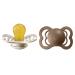 BIBS Supreme Baby Pacifier 2-Pack | Made in Denmark | BPA Free Dummy Soother Symmetrical Nipple. Natural Rubber Latex Size 1 (0-6 Months) Vanilla / Dark Oak