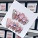 Removable and wearable nail art French Almond Ombre Handmade Press On Nails Long Acrylic False Nail Tips InNail (Color : 29186 Size : S)